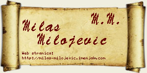 Milas Milojević vizit kartica